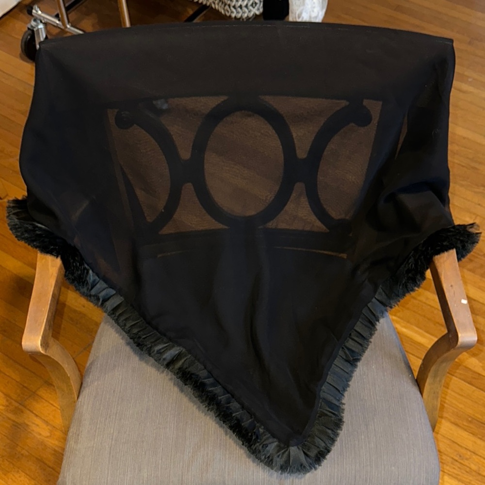 Chic Black Sheer Shawl with Fringe